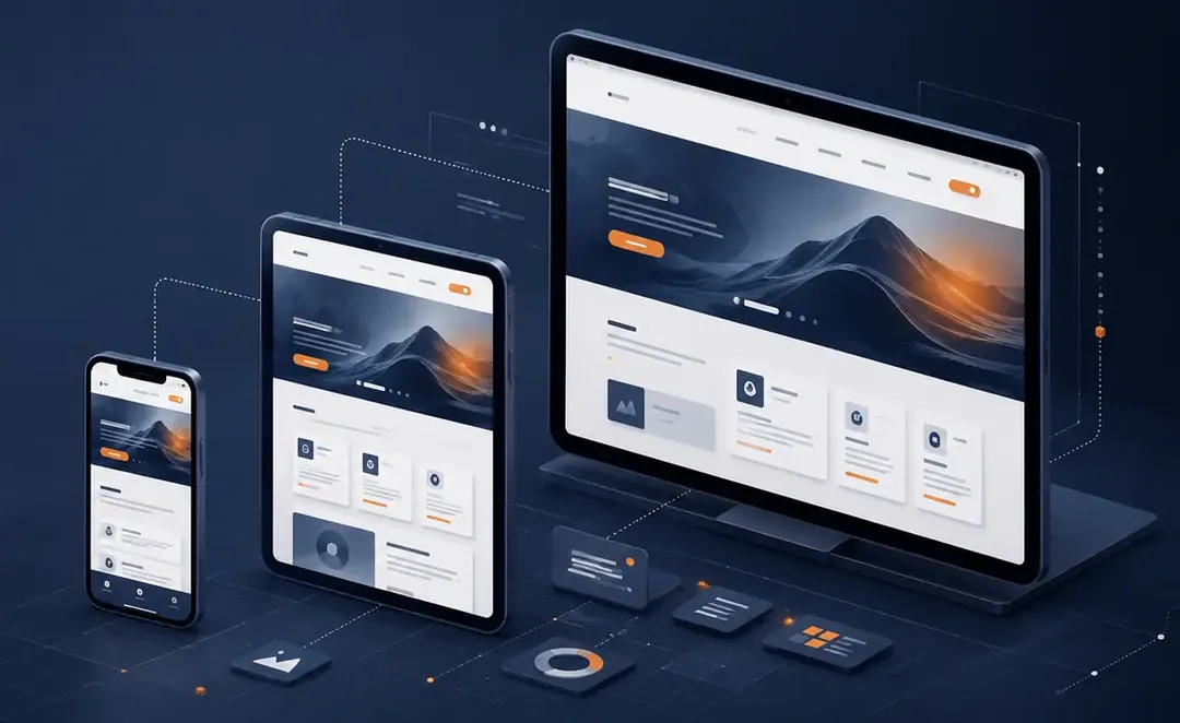 Responsive Website-Layouts auf Smartphone, Tablet und Desktop