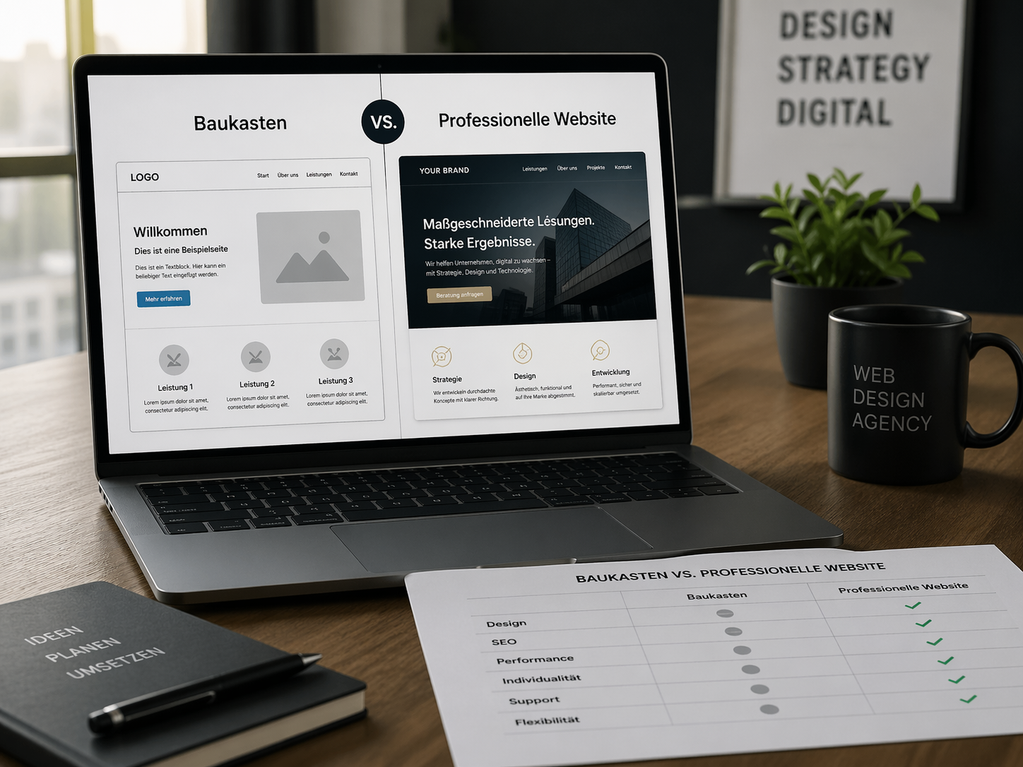 Baukasten vs. professionelle Website
