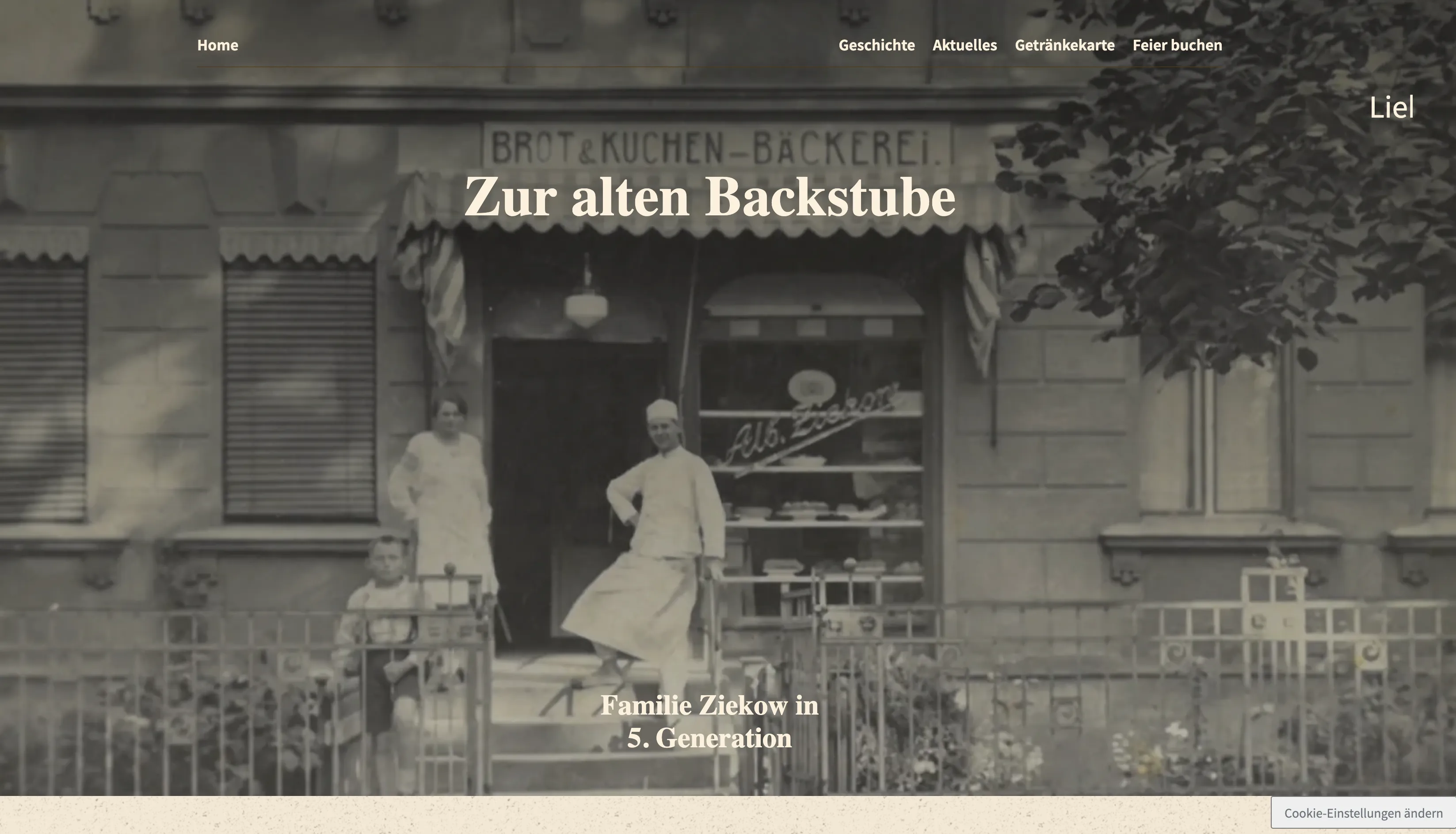 Screenshot der Website Zur alten Backstube