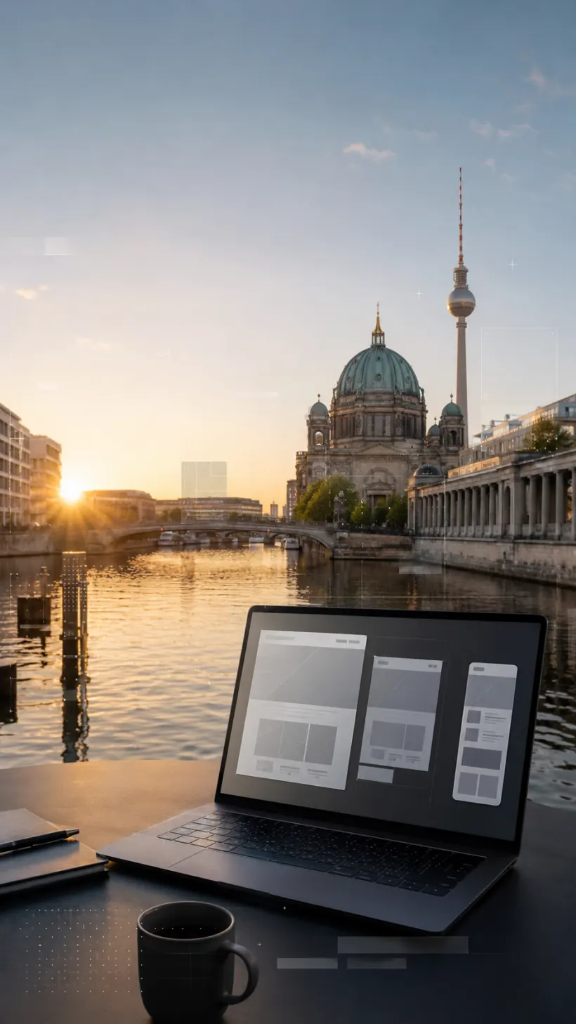 Webdesign Berlin mit Berliner Stadtmotiv und Website-Entwurf