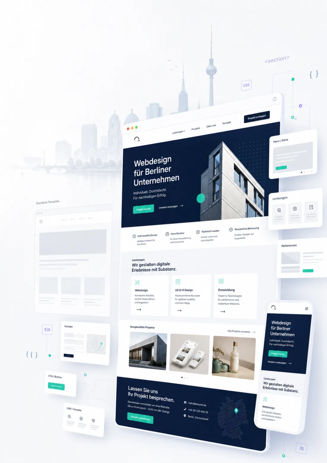 Individuelles Webdesign als strukturierte Website-Vorschau