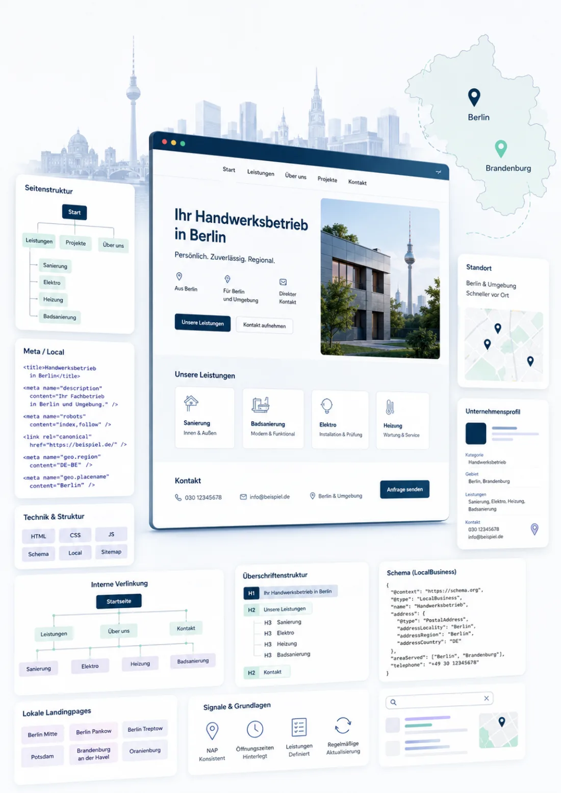 Lokaler Berlin-Bezug für eine Website-Struktur